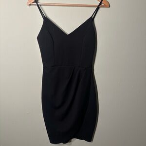 Lulus Little Black Mini Dress Ruched Spaghetti Straps Bodycon Size Small